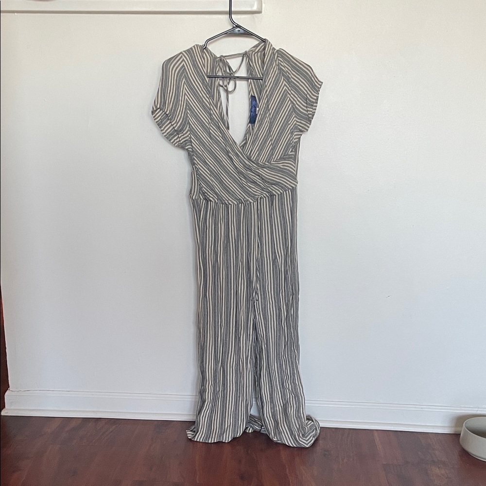 Blue Rain Black and White Striped Jumpsuit